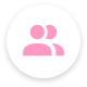icono del banner, círculo con dos usuarios en color rosa y fondo blanco